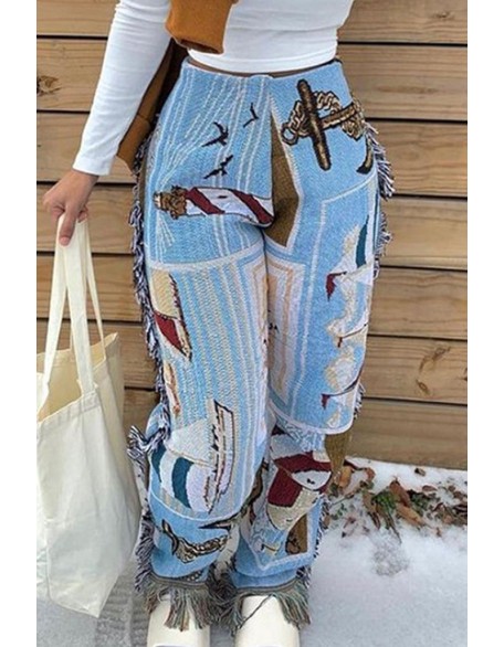 Christmas Bowknot Print High Waist Yoga Pants