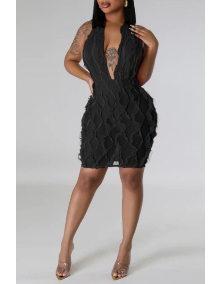 Contrast Lace Glitter Flared Leg Jumpsuit