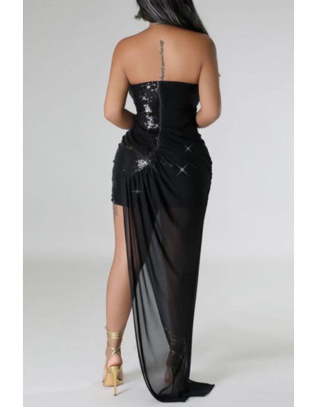 Velvet Rhinestone Tassel Design Backless Party Dress