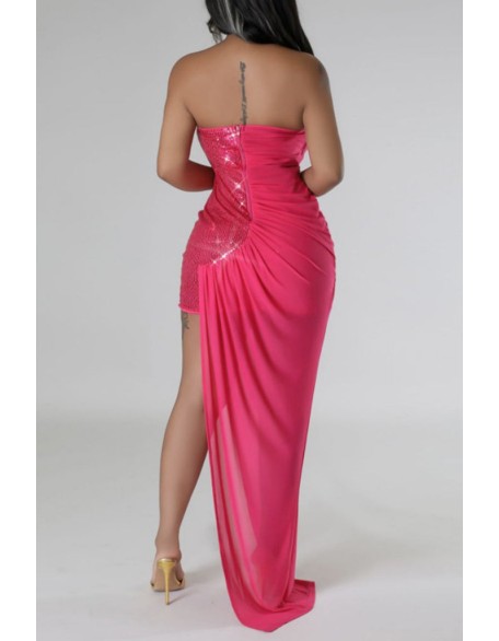 Velvet Rhinestone Tassel Design Backless Party Dress