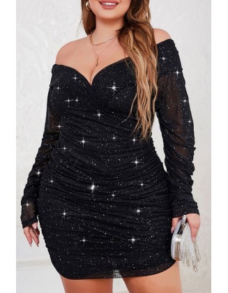 One Shoulder Cutout Allover Sequin Party Dress