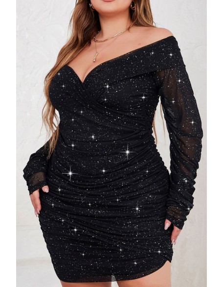 One Shoulder Cutout Allover Sequin Party Dress