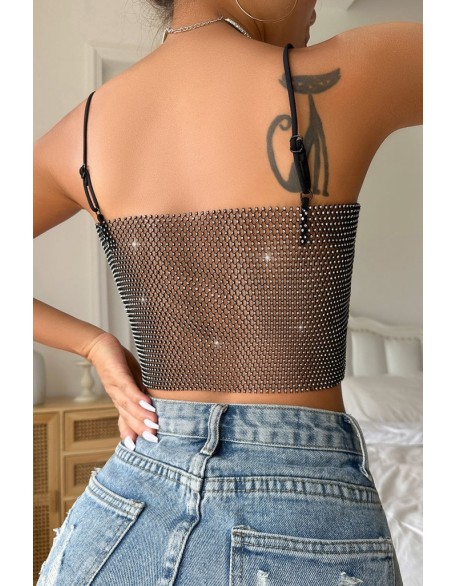 Chain Decor Halter Backless Lace Teddy